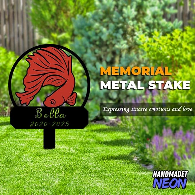 Goat Memorial Metal Stake Personalized Sympathy Gift Custom Name Goat Garden Stake Farm Decor Goat Grave Marker Pet Grave Marker Garden Decor (Betta Red Color)