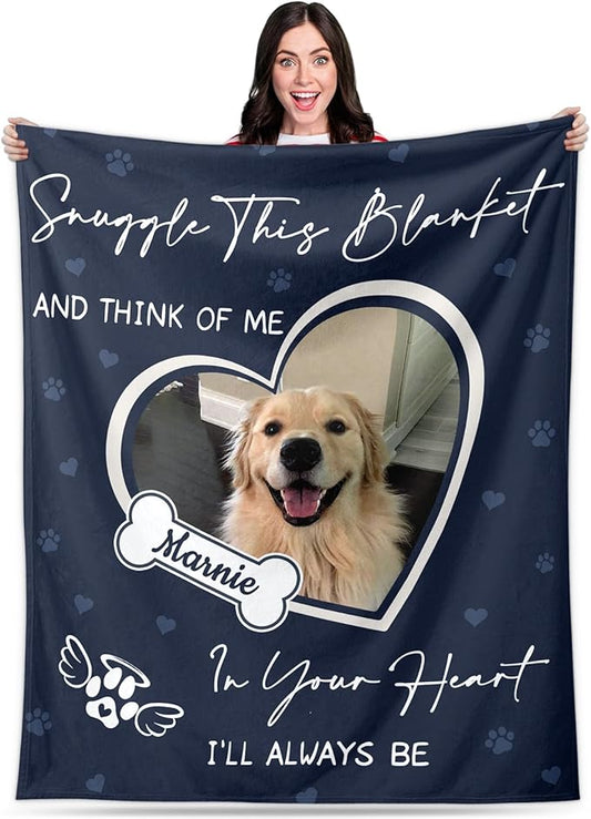 Pet Memorial Blanket Gift - Personalized Dog Memorial Blankets, Pet Sympathy Gifts for Loss of Dogs for Pets Lovers, Dog Bereavement Passing Away Gift, Custom Dogs Blanket (F)