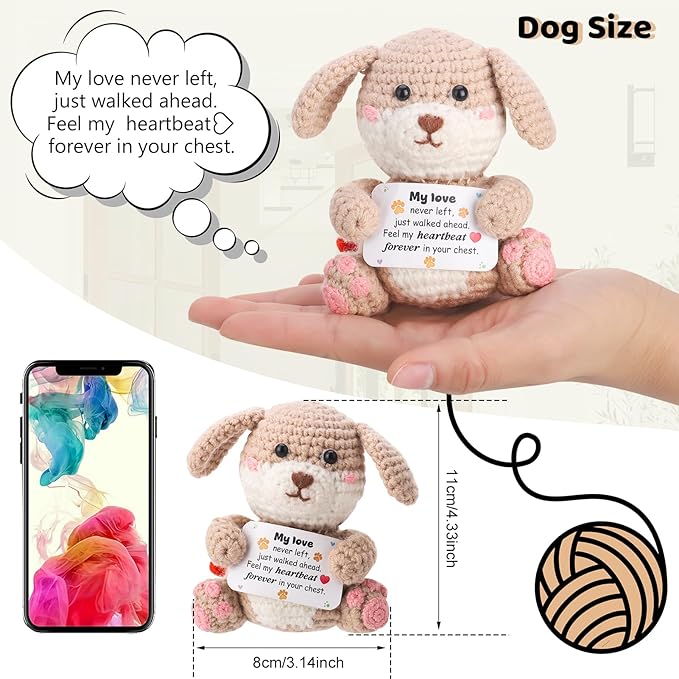 Dog Memorial Gifts 26" Pet Memorial Wind Chime with Crochet Doll Loss of Dog Sympathy Gift Pet Loss Passing Away Remembrance Bereavement Gift