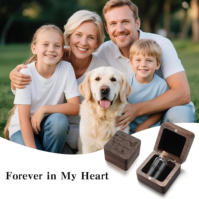 SOITIS Customized Small Pet for Dogs Cats Urns for Ashes Wooden Box, Small Glass Urn for Pets Ashes Keepsake, Pet Urns for Ash Funeral Keepsake Urn for Dog Ashes