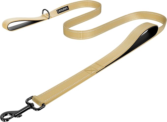 Dog Leash 6ft Long, Double Handle Dog Leash for Safety Control Training, Heavy Duty Dog Leads with Traffic Padded Handles, Reflective Leashes for Small Medium Large Dogs(6ft, Brown)