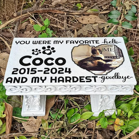 Personalized Memorial Bench for Pet Human, Custom Pet Memorial Stone with Colorful Photo, Pet Grave Marker Dog Headstone Cat Tombstone, Loss of Pet Gifts, Memorial Garden Plaque