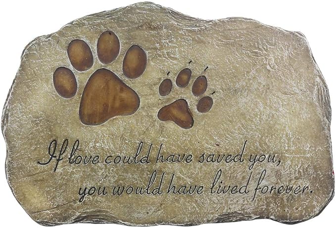 Personalized Pet Memorial Stones Dog Cat Paw Prints Grave Markers with Sympathy Poem If Love Could Have Saved You, You Would Have Lived Forever.