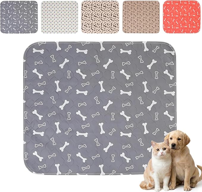 Puppy Pads with Pheromones,Washable Pee Pads for Dogs,Reusable Pee Pads for Dogs,Waterproof and Leak-Proof,Non-Slip Base Training Pads Suitable for Home,Travel and Dog Crates(Gray,L)