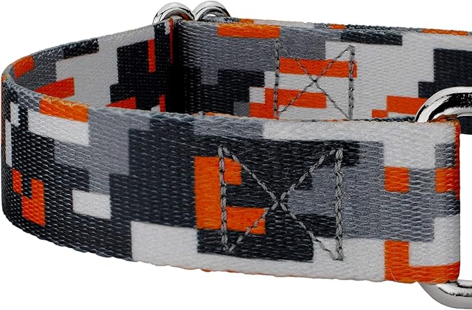 Country Brook Petz - Orange Digital Camo Martingale Dog Collar - Camouflage Collection Featuring Rugged Designs (1/2 Inch, 2XS)