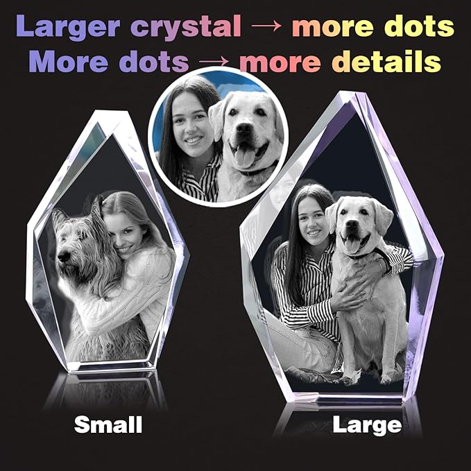 Personalized Dog Memorial Gifts,3D Crystal Photo,Pet Memorial Gift,3D Engraved Crystal Keepsake Gift, Dog Photo Frame, Personalized Animal Photo Gift,Dog Pictures