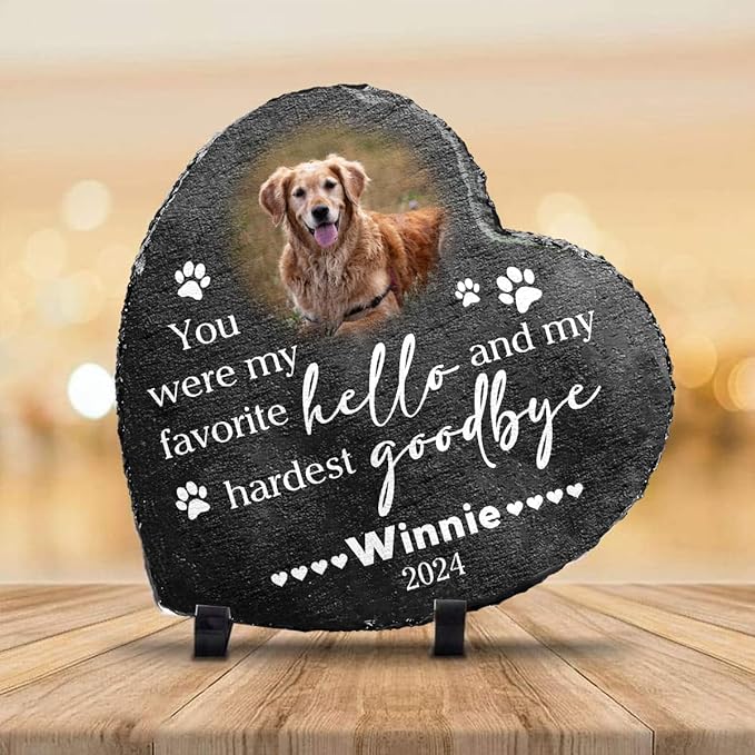 Dog Memorial Gifts for Loss of Dogs, Personalized Sympathy Stone, Pet Memorial Gifts, Pet Loss Gift, Cemetery Decorations for Grave, Cat Loss for Cat Lovers, You were My Favorite Hello