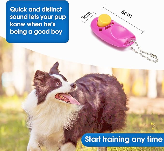BAAPET 15/20/30/50/100 ft Long Dog Training Leash with Clickers for Small, Medium and Large Dogs or Cats (50 Feet, Pink)