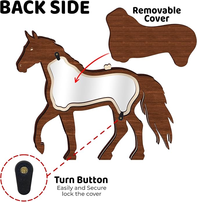 Personalized Horse Shape Keepsake Box Unique Wooden Pet Fur Gift Sympathy Pet Loss Gift Memorial Storing Hair Nail Teeth Ashes Standable Tabletop Decor Gift Idea for Pet Horse Lover Family Friends