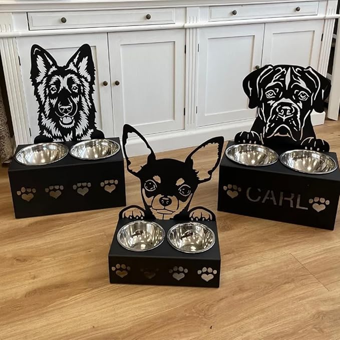 Personalized Dog Food Bowl Holder,Customized with Your Pet'S Name Pet Feeding Supplies Bowl Stainless Steel Dog Food and Water Dishes Gift for Pet Lovers (1Pitbull)