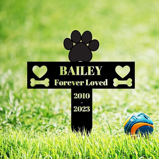 Personalized Pet Dog Memorial Memorial Grave Marker Stake Plaque, Custom Paws Hearts Bones Dog Memorial Stake Grave Marker, Customized Dog Loss Gift Cemetery Decor Tombstone Grave Marker