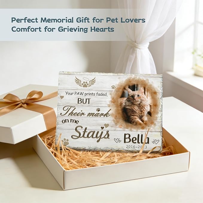 Goodoo Dog Memorial Gifts for Loss of Dog, Personalized Pet Memorial Stone Plaque, Sympathy Gift for Pet Lovers, Changing Colorful Background to Paint Loving Memory, Garden Decor