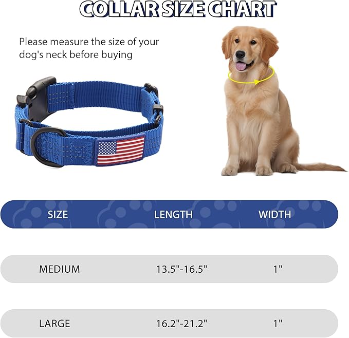 Martingale Dog Collar Quick Release Buckle No Pull Reflective Non-Slip for Medium Large Dogs Training (Blue, Medium)