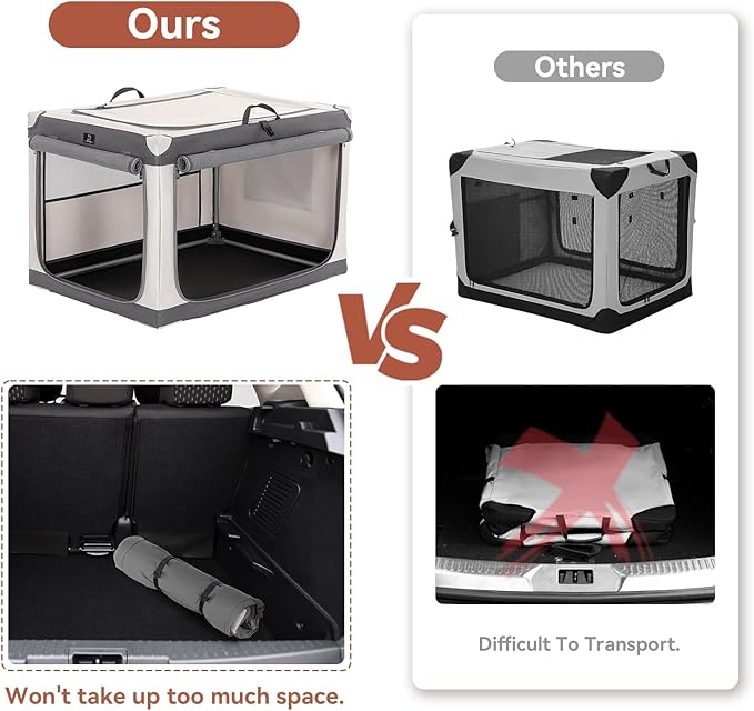 Soft-Sided Dog Crate 40 Inch XL by A4PET, Foldable Collapsible Crate for Large Dogs, Breathable Mesh, Washable Cover, Patented Screw Frame, Portable Travel Car