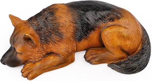 VIPbuy Dog Urn for Ashes - Pet Memorial Cremation Urn, Wooden Carving Style Resin Handcrafted German Shepherd Figurine, Pet Loss Sympathy Gift Home Decor