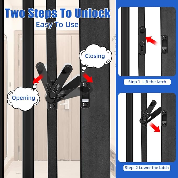 55 Inch Extra Tall Pet Gate for Cats,29.92"-43" Adjustable Wide Dog Gates,Pressure Mounted Walk Through Tall Pets Gate for Doorways,Hallway,Stairs(Black)