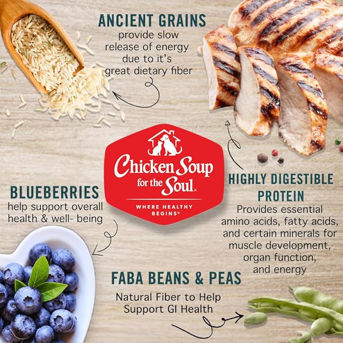 Chicken Soup for the Soul All Natural Premium Adult Dry Dog Food, Real Meat First Ingredient, No By-Products, Supports Gut & Immune Health, Chicken, Turkey & Brown Rice, 13.5lb