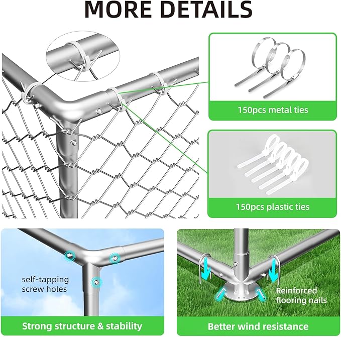 10x10FT Dog Kennel Outdoor Outside, Heavy Duty Metal Dog Enclosure with Waterproof Oxford Roof & Security Lock,Panels for Large Dogs & Small Animals, Backyard Pet Playpen
