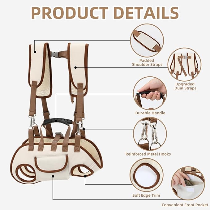 Dog Carrier Backpack for Medium Pets, Breathable Detachable Travel Pet Bag with Adjustable Straps, Portable Hands-Free Dog Cat Carrier Backpack for Hiking, Walking & Camping (M).