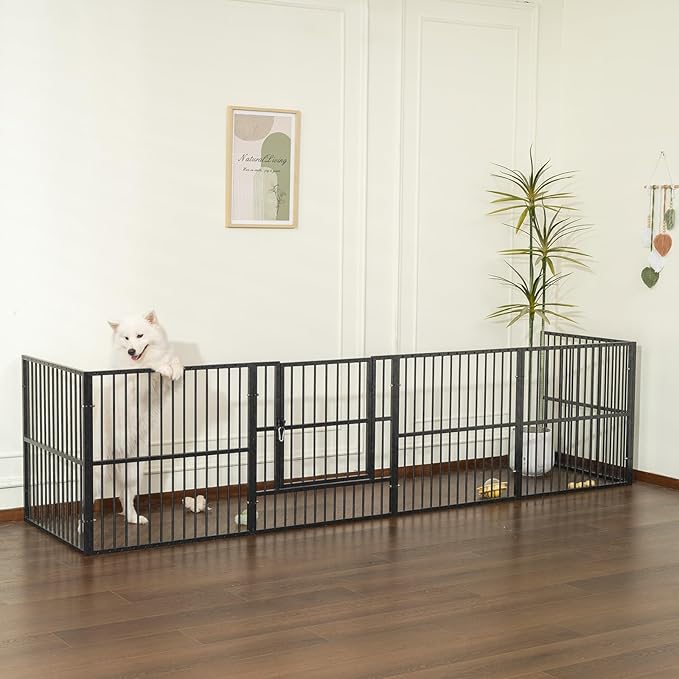 Dog Playpen - 32" Height Dog Pen, Heavy Duty Puppy Pen with Door, Safe & Sturdy, Easy Assemble for Indoor/Outdoor Pet Playpen (12 Panels with Door)