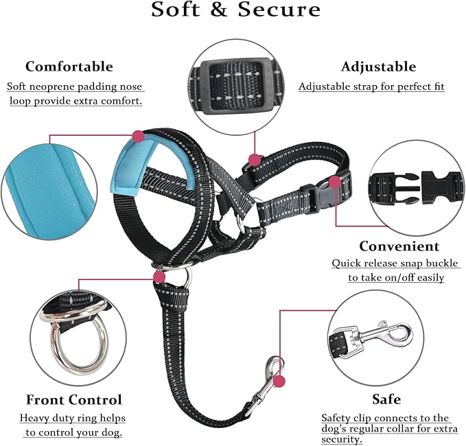 BARKLESS Dog Head Collar, No Pull Head Halter with Soft Padding, Reflective Soft Padded Snout Harness for Medium Dogs, Beagle