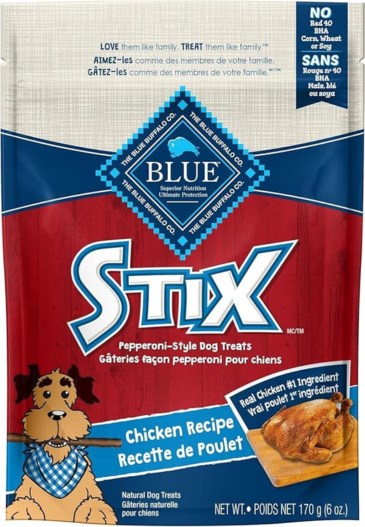 Blue Buffalo Stix Natural Soft-Moist Dog Treats Chicken Recipe 6-oz Bag