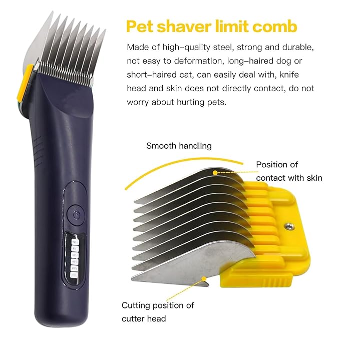 Animal Stainless Steel Attachment 9 Color Guide Comb Set Fit for Most Oster/Wahl/Andis Detachable-Style Clippers (ONLY Snap on Size #10/15/30 blades), Easy to Install