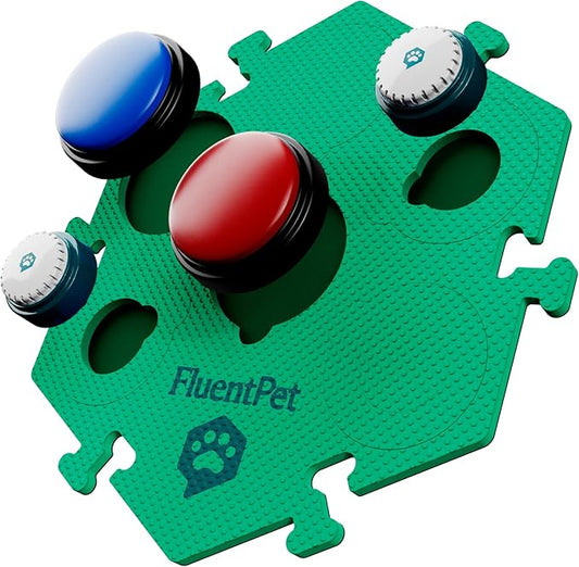 FluentPet Extra Large FlexTile for Big and Small Buttons - Green - Holds Big 3.5 1.9" Talking Dog and Cat Buttons - Each Button Mat Securely Holds 6 Buttons - Durable and Non-Slip