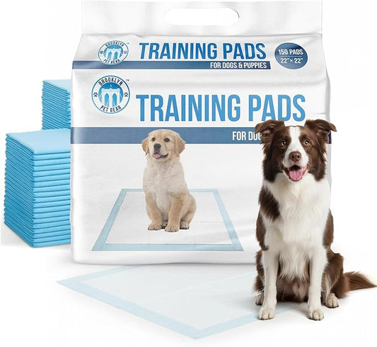 Training Pads for Dogs & Puppies, Super Absorbent, Leak-Proof Protection, Odor-Neutralizing, Disposable Puppy Pads Essentials 22"x22" 150 Count - BROOKLYN PET GEAR