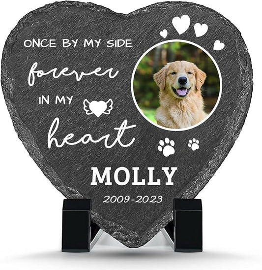 Personalized Pet Memorial Stone for Dogs 6"*6",Custom Heart Memorial Gifts for Loss of Dog Cat,Customized Garden Stone Grave Markers Headstone for Dog Cat Lovers