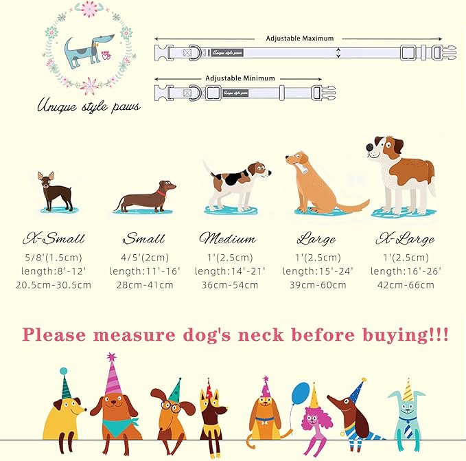 Unique style paws Dog Collar Plastic Buckle with Pendant Puppy Collar for Spring Summer Floral for Small Medium Large Boys Girls Dogs