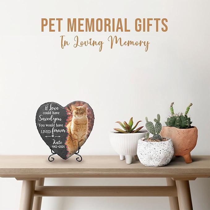 Dog Stones Memorial Personalized Pet Loss Gifts Dog Memorial | Cat Memory Stone Outdoor with Photo | Best Thoughtful Gift for Pets Loss | Pet Remembrance Stone for Furry Companion Passed Away