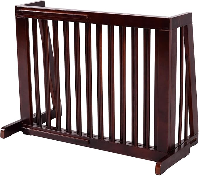 Giantex Expandable Wood Dog Gate, 28''-80'' Adjustable Freestanding Safety Gate, Step Over Fence for Small to Medium Sized Pets, Indoor House Doorway Stairs Extra Wide Fence