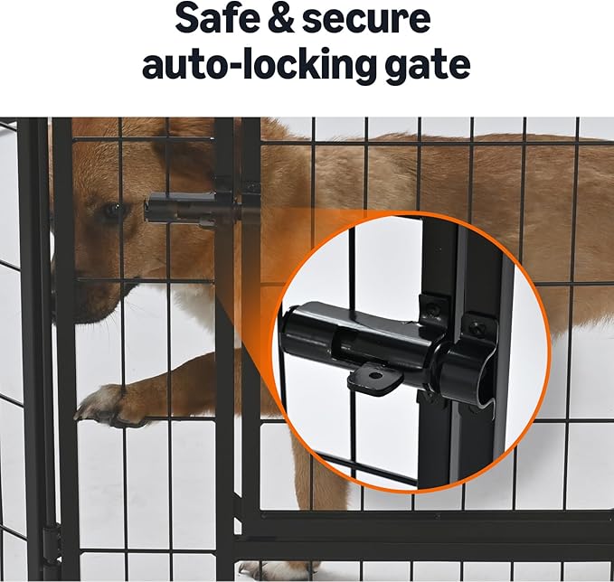 Amazon Basics Dog Playpen, 8 Panels Metal Fence with Door, Foldable for Indoor and Outdoor Use, Suitable for Small to Medium Sized Dogs, 36 Inch Height, Black