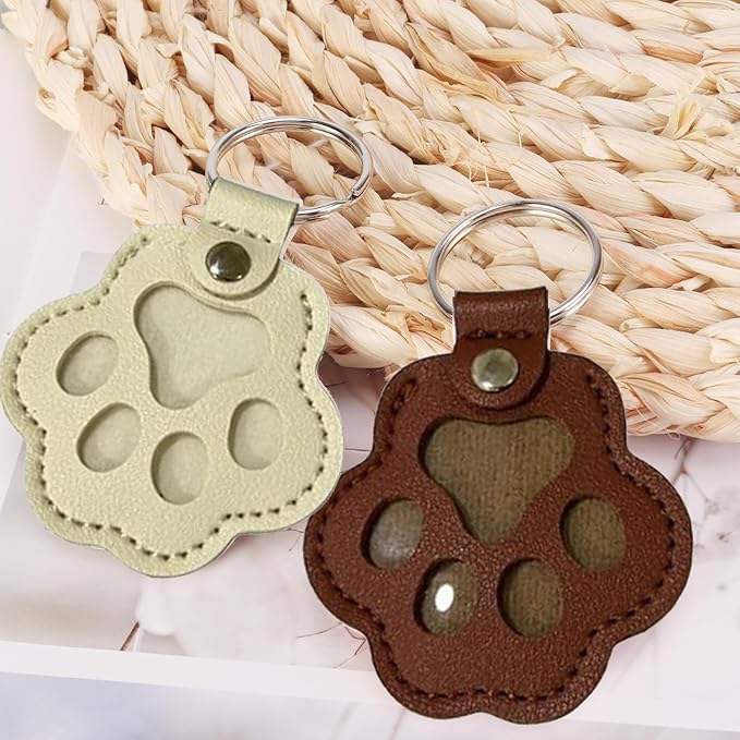 3 Pcs Dog Hair Keychain,Handmade Leather Paw Keepsake with Fur Storage for Dogs or Cat Ashes, Unique Sympathy Gift for Grieving Pet Owners, Memorial Keychain for Dog and Cat Lovers
