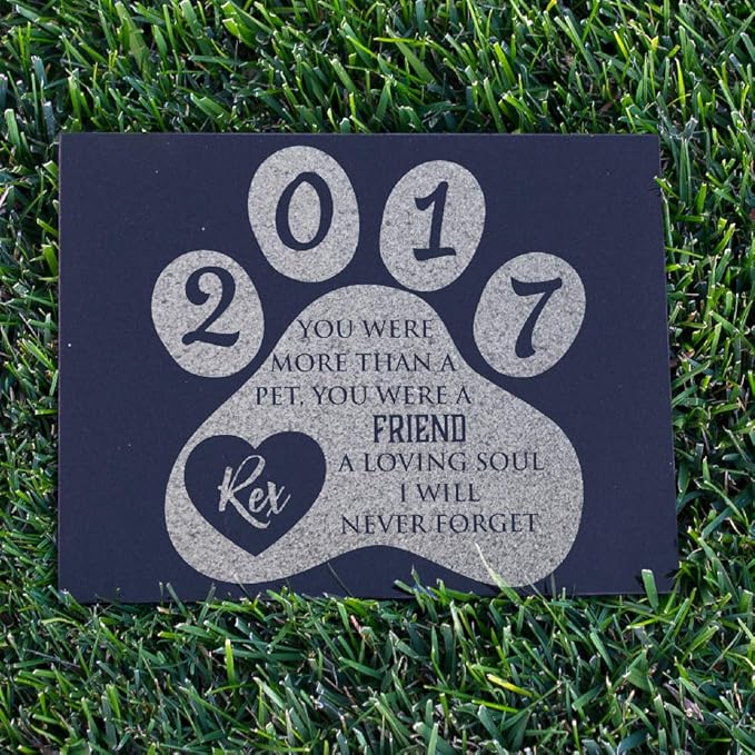 Personalized Granite Pet Memorial Stone A Loving Soul Customized Tombstone - Loss of Pet Gift- Indoor Outdoor Dog or Cat for Garden Backyard 11" x 8.5" #9