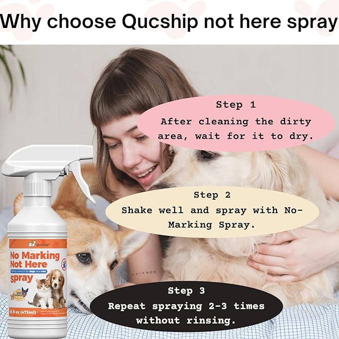 Qucship Dog & Pee Stop Spray – 8oz Dual Action Training Solution - Anti Pee Spray for Dogs Inside - Puppy Pee Spray Training