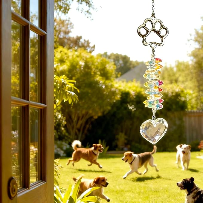 Pet Memorial Suncatcher Iridescent Dog Memorial Gifts, Pet Loss, Pet Sympathy, Thoughtful Dogs and Cats Remembrance, Loss of Dog Sympathy Gift, Rainbow Impressions for Pet Loss, Bereavement Gifts