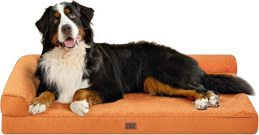 EHEYCIGA XXL Dog Bed Memory Foam, Orthopedic Giant Dog Bed Jumbo with Washable Removable Cover, Waterproof Pet Sofa Couch with Nonskid Bottom, 48x35x7.5, Pumpkin