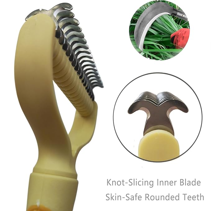 3-in-1 Pet Grooming Kit: Detangling Comb & Self-Cleaning Rotating Brush for Dogs Cats - Stainless Steel Teeth, Slicker Brush Alternative, Tangle Remover, Shedding Tool w/Grooming Mat