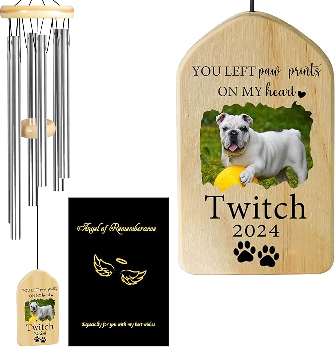 Personalized Pet Memorial Gifts, Pet Memorial Wind Chime, Dog Memorial Gifts, Cat Memorial Gifts, Pet Loss Gifts, Pet Loss Sympathy Gift, Dog Bereavement Gift, Dog Remembrance Gift - Left Paw Prints