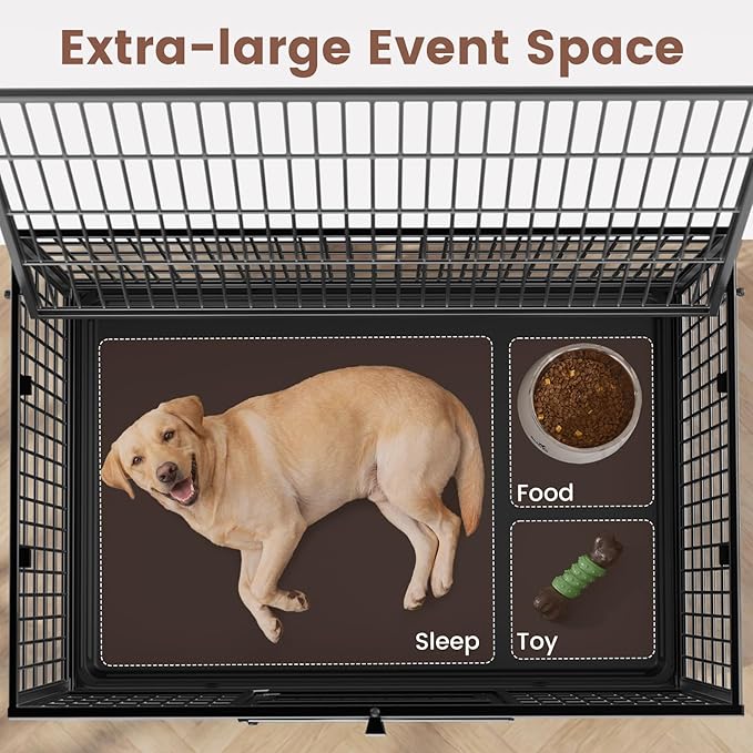 Gardner Pet 32 inch Stackable Heavy Duty Dog Crate,Indestructible Escape-Proof Dog Kennel for Small Dogs,High Anxiety Dog Cage with Upgraded Lockable Wheels，Removable Tray & Triple Door,Black