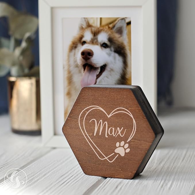 Personalized Pet Hair Keepsake Box for Dog and Cat Fur - Engraved Wood Memorial Box - Unique Customized Gift for Loss of Furry Friend Wooden (Dark Diamand Wood Lid)