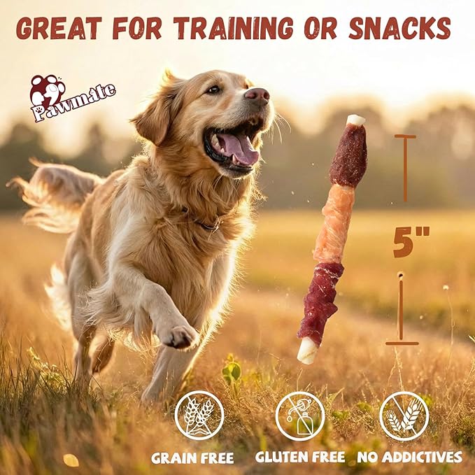 Multi-Flavor Dog Treats Beef Liver, Chicken, and Duck Wrapped Rawhide Sticks, High Protein Grain Free Long Lasting Dog Jerky Chews for Small Medium Large Dogs, 10.6 oz