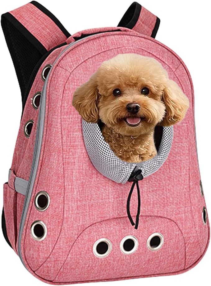Pet Dog Backpack Carrier Small Doggy Front Backpack,Large Space Cat Carrier Backpack,Ventilated for Hiking,Camping,Travel,Suitable for Shopping and Vet,Max 12 lbs(Pink)