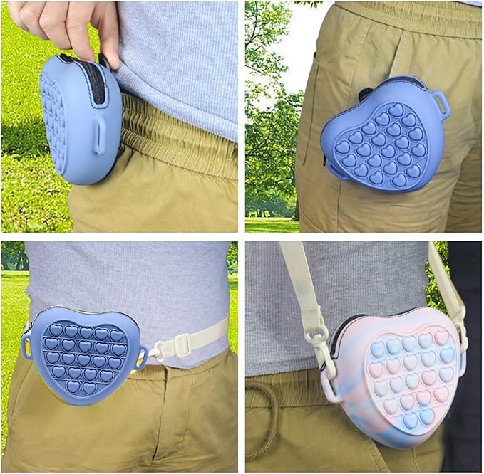 Silicone Dog Treat Pouch with Shoulder Strap and Waist Clip, Zipper Closure Closure to Avoid Spilling, Treat Pouches for Pet Training (Blue)