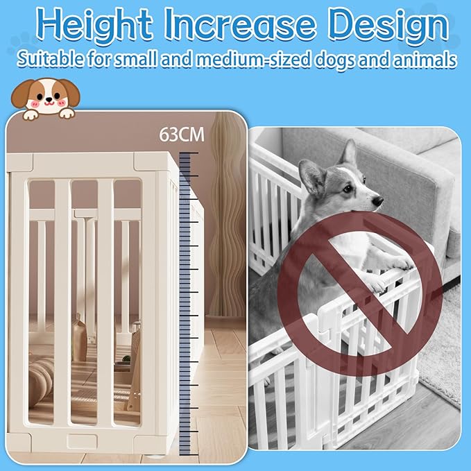 XPIY Dog Playpen – 25Inch Tall Plastic Puppy Fence Playpen with Door for Medium and Small Dogs, Safe Indoor & Outdoor XL Big Pet Puppy 12-Panel Play Pen