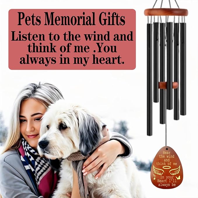 Personalized Dog Memorial Gifts for Loss of Dog, Custom Pet Memorial Wind Chime, Pets Loss Passing Away Remembrance Bereavement Gift, Custom Sympathy Gifts of Pet
