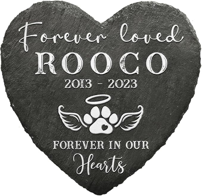 Heart Shaped Pet Memorial Stone - Dog Bereavement Gifts - in Memory of Dog, Cat - Personalized Pet Memorial Stones for Dogs - Dog Memorial Gifts for Loss of Dog - Dog Paw