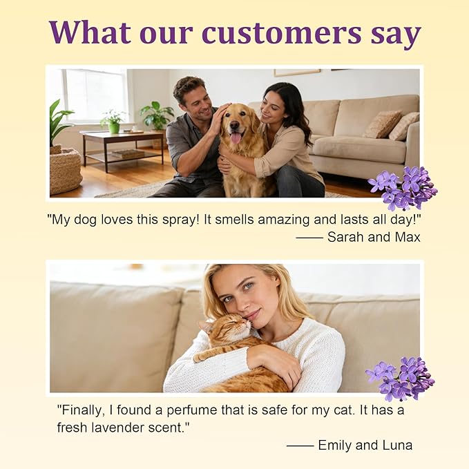Calming Pet Cologne Spray, Lavender & Chamomile Dog Perfume, Soothing Grooming for Dogs and Cats, Anxiety Relief, Alcohol-Free Sensitive Skin Formula, Between Baths Freshener, 2.37 fl oz